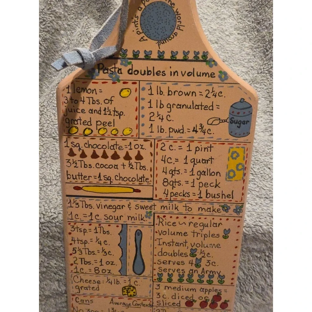 Wintage‎ Decorative Cutting Board With Measurements And Recipes 